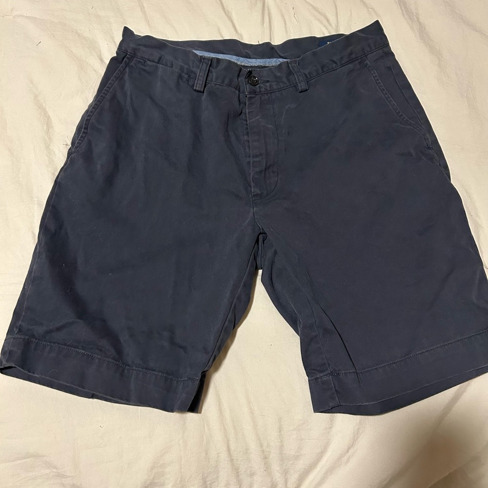 Washed navy colored men’s Polo Ralph Lauren shorts.